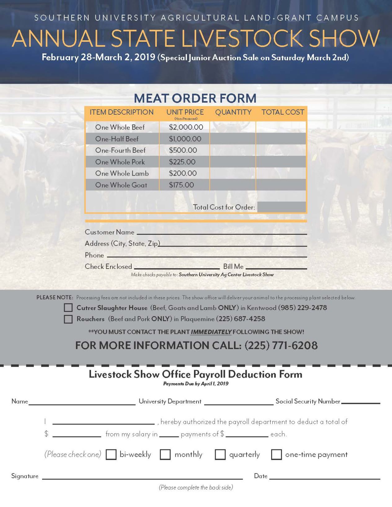 SU Meat order form